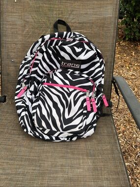 Jansport Zebra Print Backpack with Pink Accents